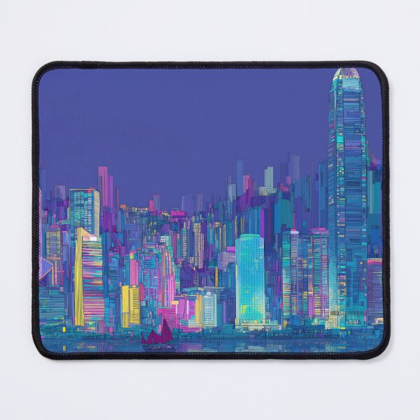 Item preview, Hong Kong Neon Skyline – Lunar Amethyst designed and sold by SkylineVistas Designs.