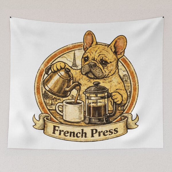 Item preview, French Press - Retro French Bulldog Coffee Press  designed and sold by Envision Designs.