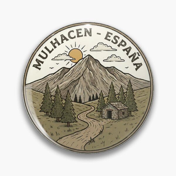 Item preview, Mulhacen Spain Illustration Travel Art Badge designed and sold by KrisSidDesigns.