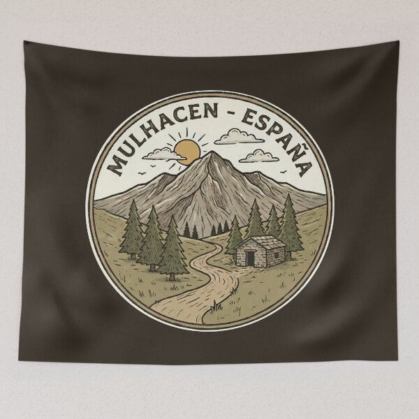 Item preview, Mulhacen Spain Illustration Travel Art Badge designed and sold by KrisSidDesigns.