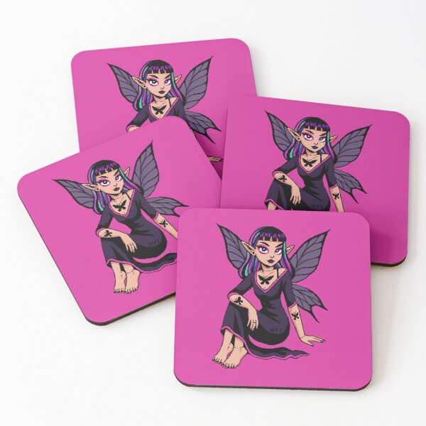 Item preview, Lyra - Fuchsia Eyeshadow Baby Bangs Butterfly Tattoo Goth Fairy - BYT Pixel Pixie designed and sold by yearningviolet.