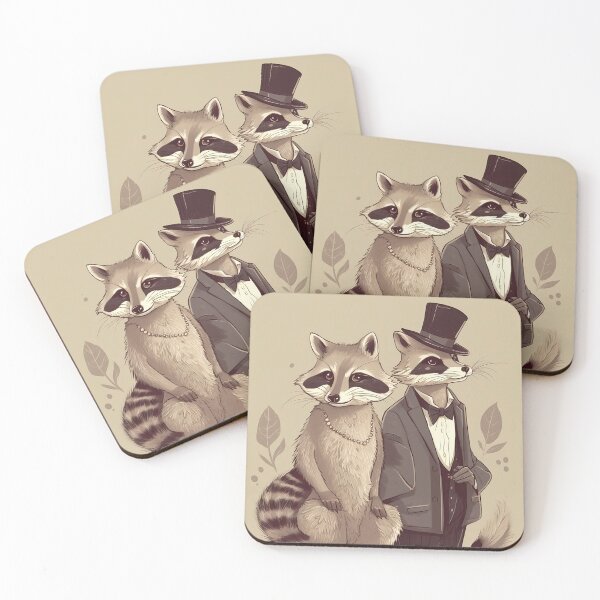 Item preview, Vintage Gatsby Raccoon Couple – Retro 1920s Illustration designed and sold by naughty-raccoon.