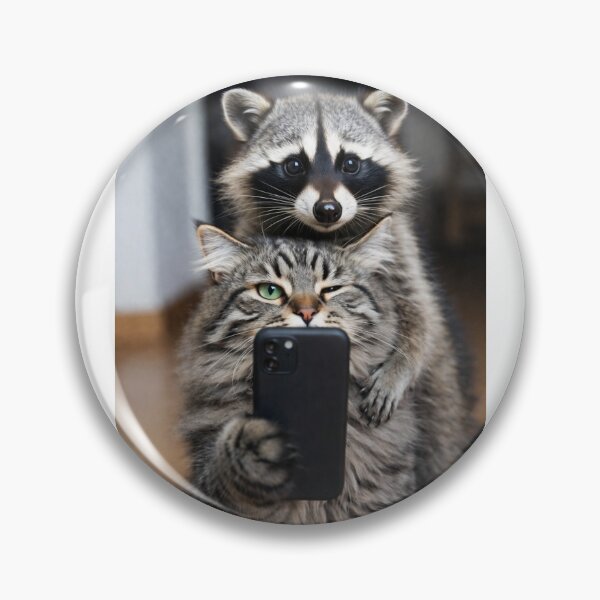 Item preview, Cat Taking Selfie with Raccoon T-Shirt | Funny Animal Selfie Cat & Trash Panda Graphic Tee designed and sold by Falconwolf.