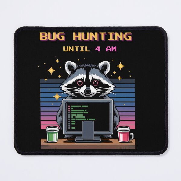 Item preview, Bug Hunting Until 4 AM – Funny Programmer Raccoon Retro Coding Pixel Art designed and sold by Artur-GrafiTee.