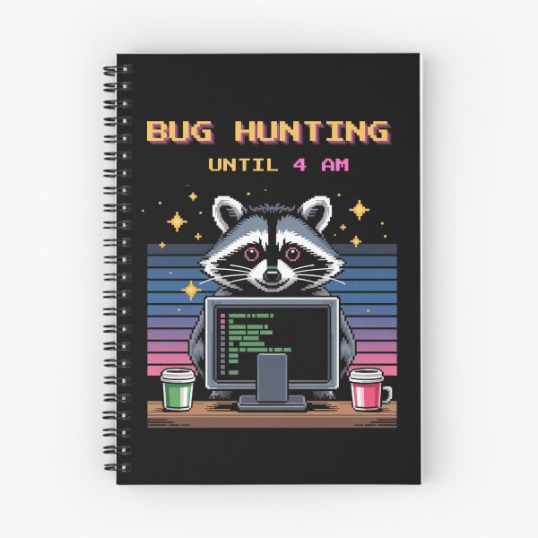 Item preview, Bug Hunting Until 4 AM – Funny Programmer Raccoon Retro Coding Pixel Art designed and sold by Artur-GrafiTee.
