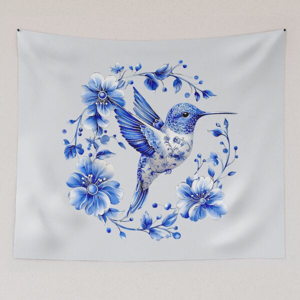 Item preview, Porcelain Blue Hummingbird 8 designed and sold by Dawne's Designs.