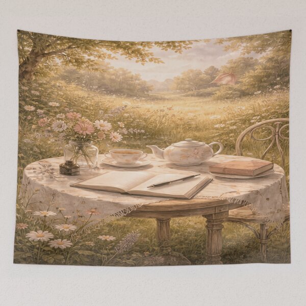 Item preview, Garden Writing Nook Tea – Victorian Cottagecore Art designed and sold by ArtFreshStudio.