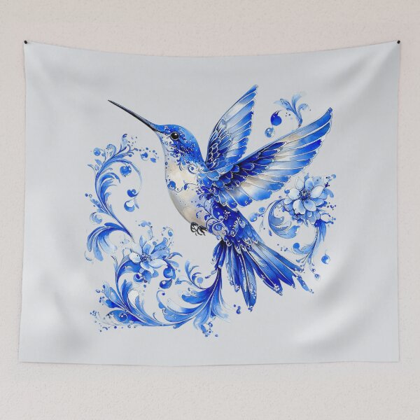 Item preview, Porcelain Blue Hummingbird 9 designed and sold by Dawne's Designs.