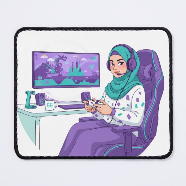 Item preview, Hijabi Gamer Girl – Modest Gaming Illustration & Quote Design designed and sold by yadine.