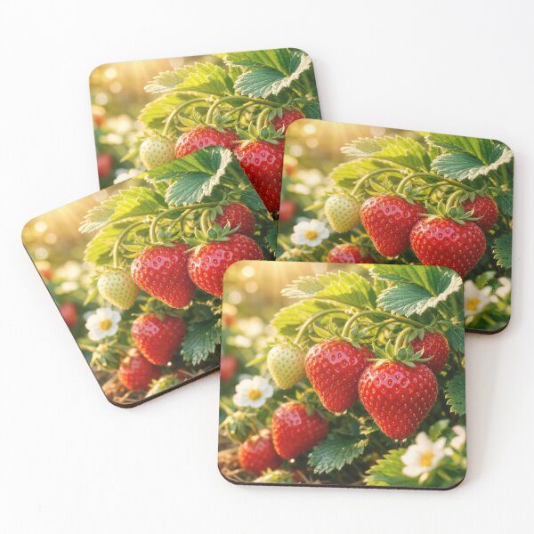 Item preview, Ripe Strawberries and Blossoms in Sunlight designed and sold by Maria Dryfhout.