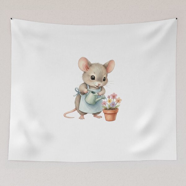 Item preview, Cute Mouse Watering Flowers -  Cute Mouse & Hobbies Series designed and sold by EnlightArt.