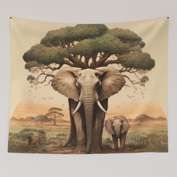 Item preview, Ubuntu I am because we are - Elephants and Baobab designed and sold by Thunderg1rl.