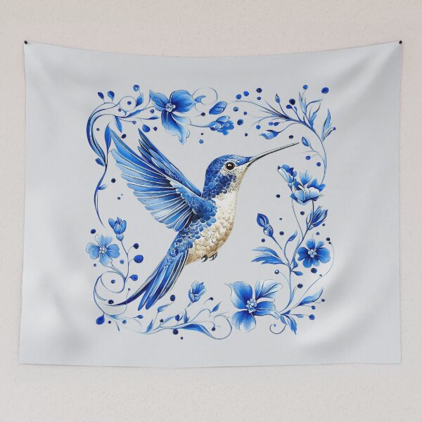 Item preview, Porcelain Blue Hummingbird 16 designed and sold by Dawne's Designs.