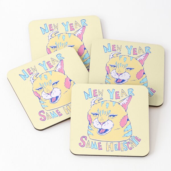 Item preview, new year same hellscape- happy new year cat art designed and sold by crestfallenmermaid.