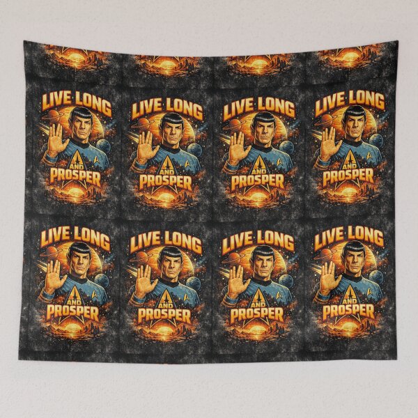 Item preview, Spock Live Long and Prosper - Vulcan Salute – Retro Star Trek Vulcan Salute Space Art designed and sold by Kate1art.