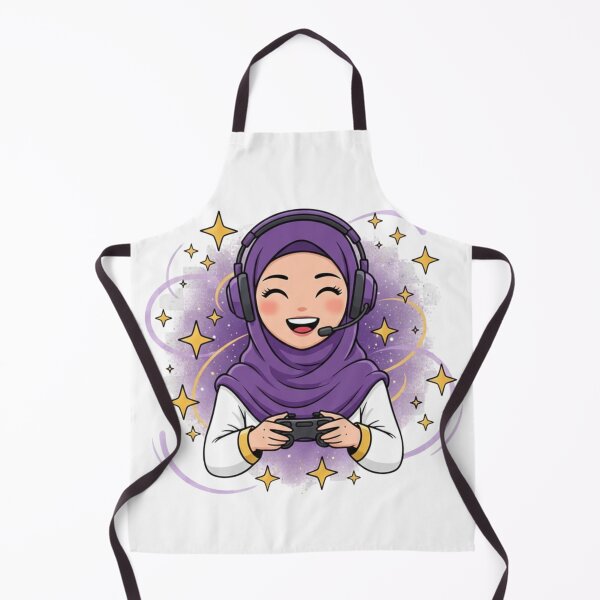 Item preview, Cute Hijabi Gamer Girl – Cozy Gaming Art with Stars designed and sold by yadine.