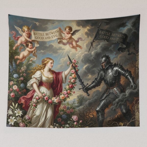 Item preview, Good vs Evil Allegory Love vs Hater Art designed and sold by MAGICKEY2024.