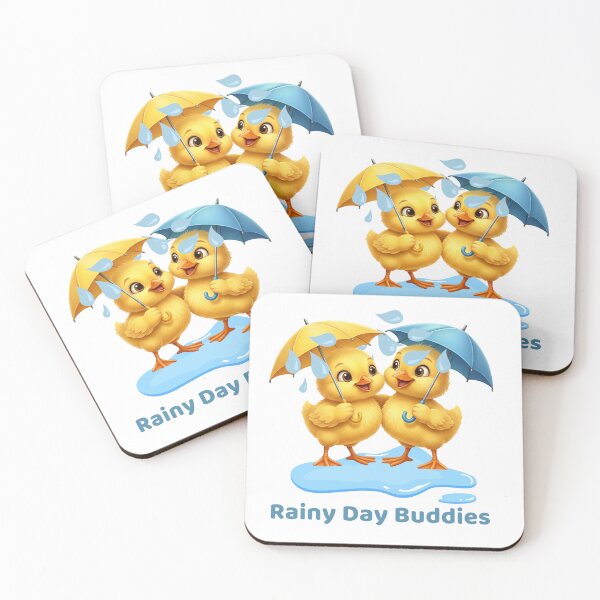 Item preview, Buddies Series: Rainy Day Buddies - Cute Ducks Under Umbrellas designed and sold by EnlightArt.