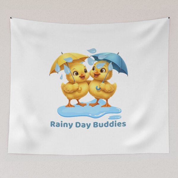 Item preview, Buddies Series: Rainy Day Buddies - Cute Ducks Under Umbrellas designed and sold by EnlightArt.