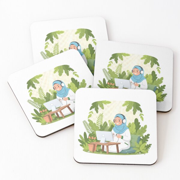 Item preview, Outdoor Hijabi Gamer Girl – Nature Gaming Vector Illustration designed and sold by yadine.