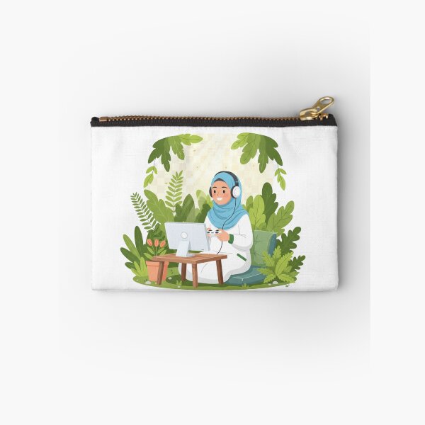 Item preview, Outdoor Hijabi Gamer Girl – Nature Gaming Vector Illustration designed and sold by yadine.