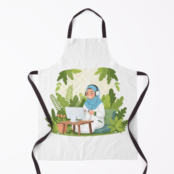 Item preview, Outdoor Hijabi Gamer Girl – Nature Gaming Vector Illustration designed and sold by yadine.