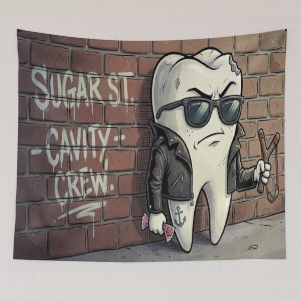 Item preview, Bad Tooth Crew - Edgy Rebel Biker Tooth Character designed and sold by DrToothStudio.
