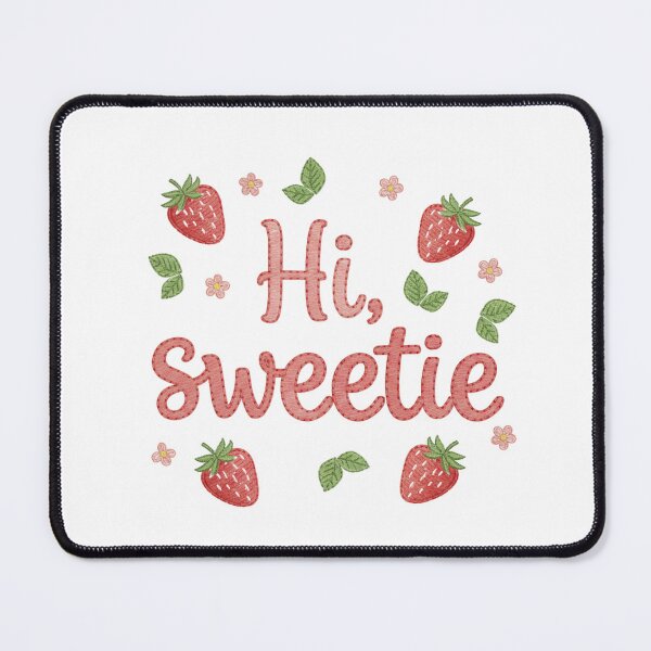 Item preview, Hi, Sweetie - Embroidered Strawberry & Floral Cozy Design (Part of Sweet Sayings Series) designed and sold by EnlightArt.