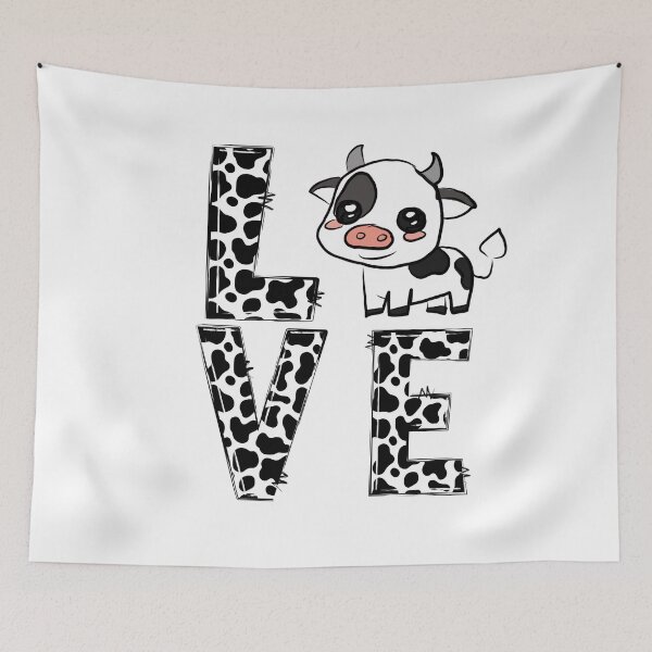 Item preview, Cute Cow Love Typography – Black and White Farm Animal Graphic Design designed and sold by ForcePrint.