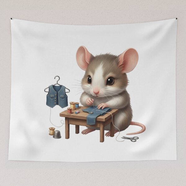 Item preview, Cute Mouse Making a Vest - Cute Mouse & Hobbies Series designed and sold by EnlightArt.