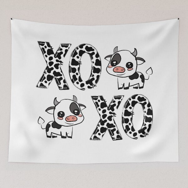Item preview, XO Cow Print Typography – Cute Farm Animal Black and White Graphic Design designed and sold by ForcePrint.