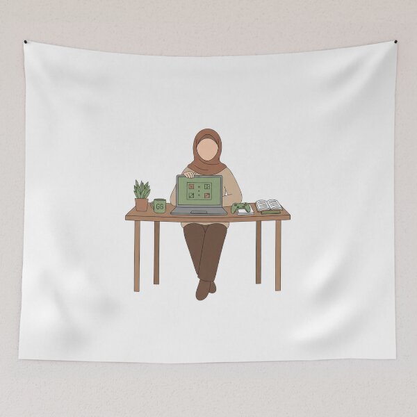 Item preview, Hijabi Girl Gaming Lifestyle – Laptop, Notebook & Controller Vector designed and sold by yadine.
