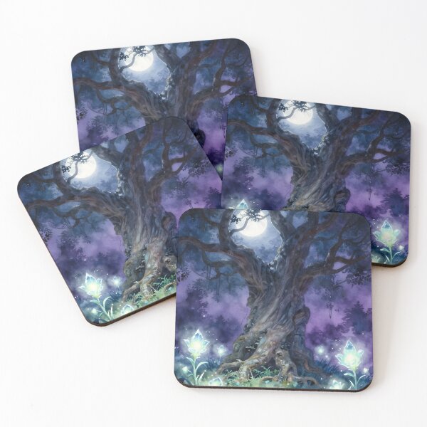 Item preview, Twilight Sentinel – Ancient Purple Tree with Crystal Florals designed and sold by EmeraldeaArt.