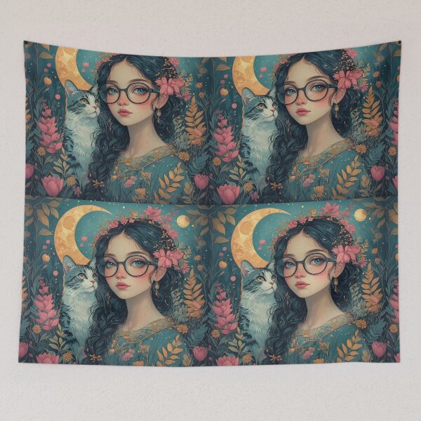Item preview, Beautiful girl with a cat. designed and sold by Natalia-Vlad.