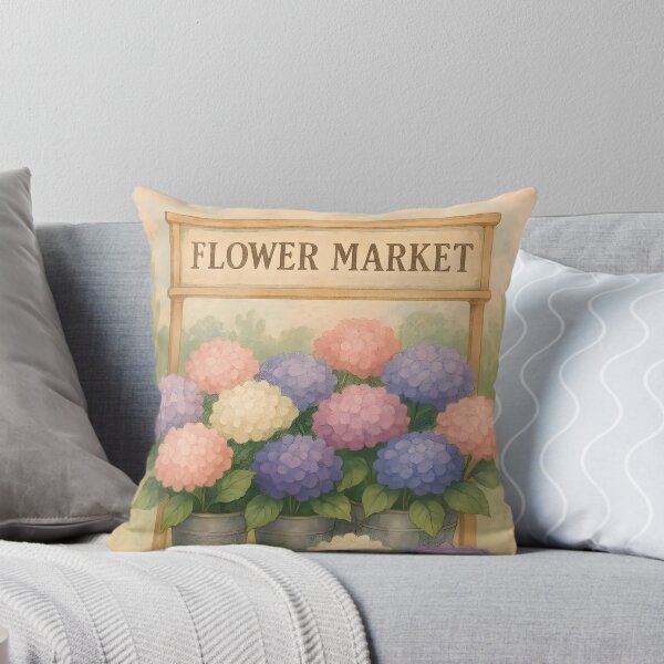 Item preview, Flower Market Stall – Hydrangeas in Watercolor designed and sold by EmeraldeaArt.
