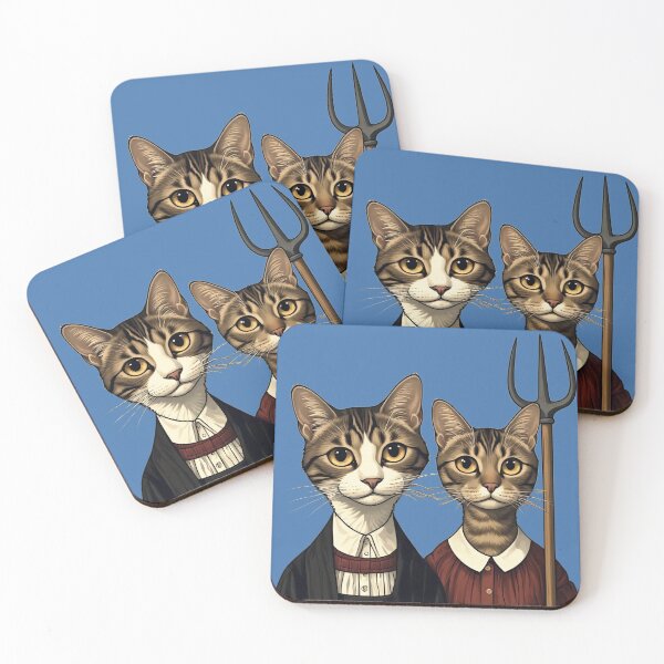 Item preview, Cat and Kitty based on Grant Wood's painting 'American Gothic' designed and sold by Natalia-Vlad.