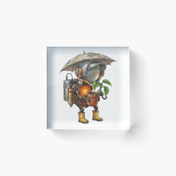 Item preview, Rainy Day Lofi Robot with Umbrella and Boots designed and sold by SYNTH-CORE.