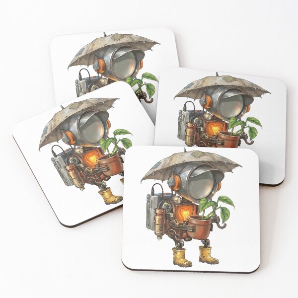 Item preview, Rainy Day Lofi Robot with Umbrella and Boots designed and sold by SYNTH-CORE.