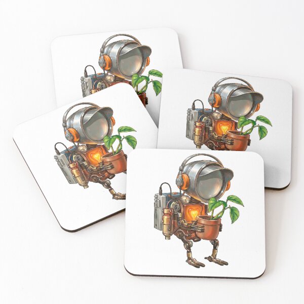 Item preview, Lofi Robot with Plant and Vintage Walkman designed and sold by SYNTH-CORE.