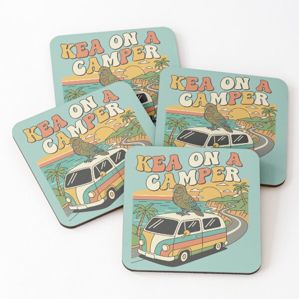 Item preview, Kea on a Camper  – Retro 70s New Zealand Bird Van Life Road Trip  designed and sold by MvuuStudio.