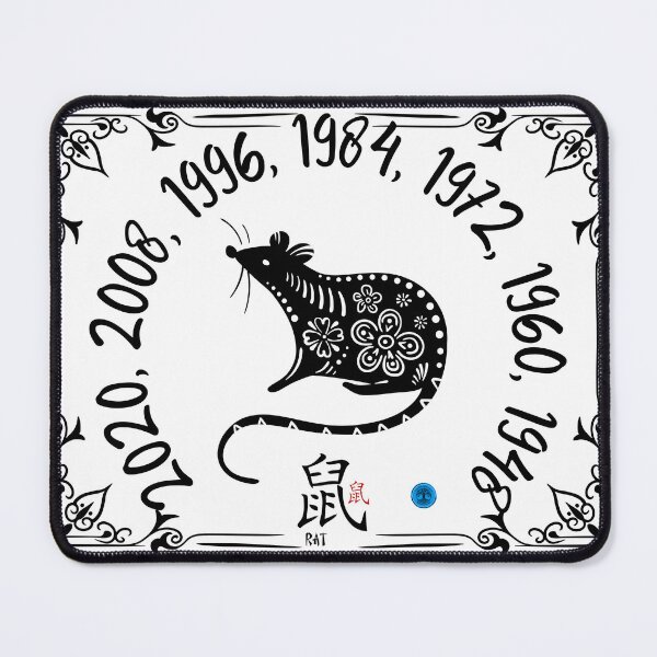 Item preview, Year of the Rat - Chinese Zodiac Floral Art (Black on Transparent) designed and sold by Dryden Stewart Enterprises.