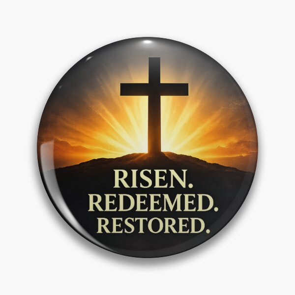 Item preview, Risen Redeemed Restored – Faith-Filled Easter Cross Design designed and sold by TheJoyfulPen.