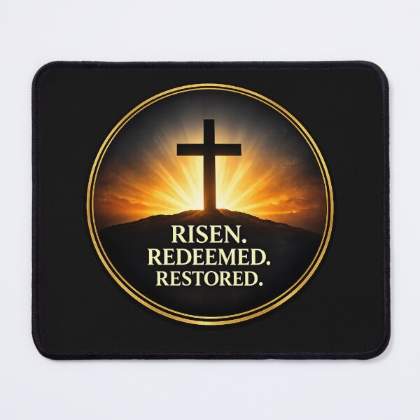 Item preview, Risen Redeemed Restored – Faith-Filled Easter Cross Design designed and sold by TheJoyfulPen.