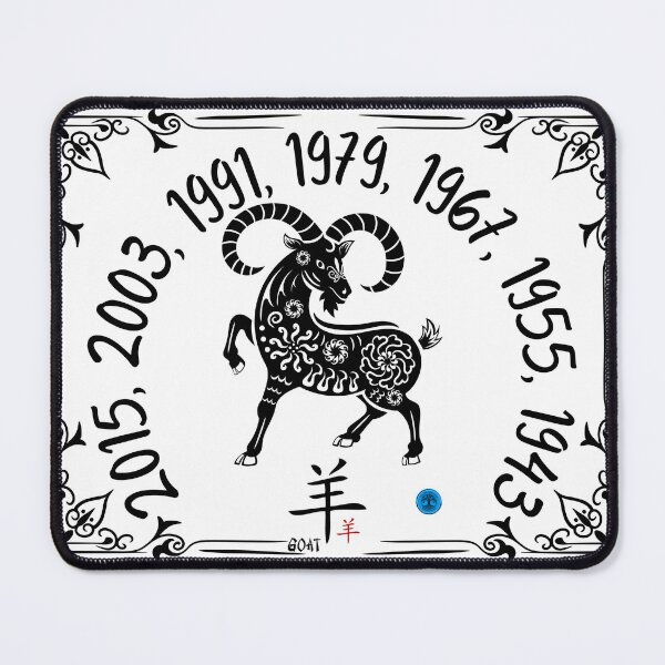 Item preview, Year of the Ram - Chinese Zodiac Floral Art (Black on Transparent) designed and sold by Dryden Stewart Enterprises.