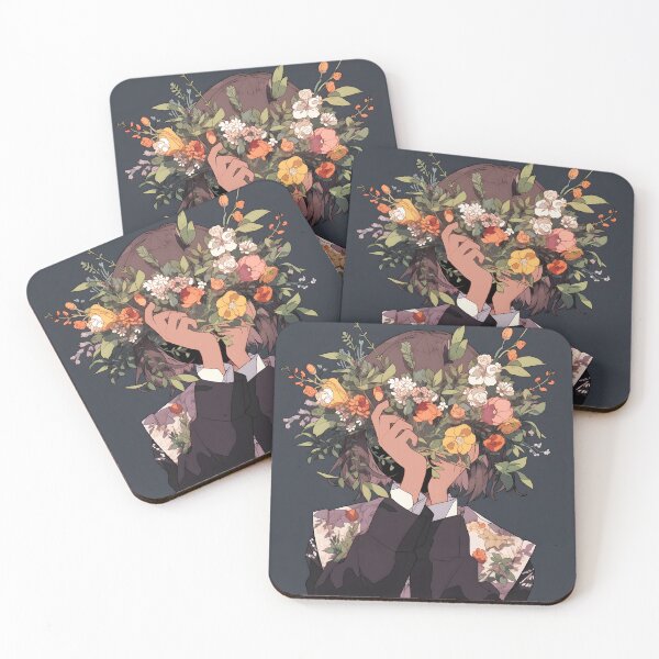Item preview, Shy Blooms – Anime Girl Hiding Behind Flowers designed and sold by EmeraldeaArt.