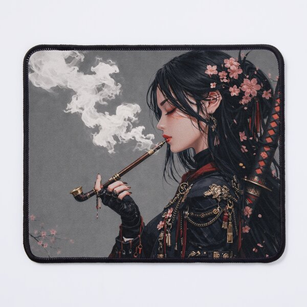 Item preview, Mysterious Samurai Girl Smoking Pipe designed and sold by SangPrints.
