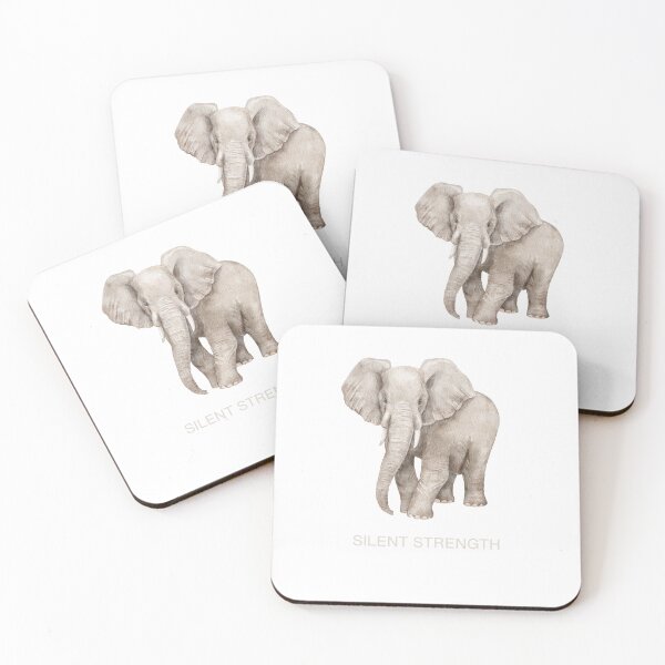 Item preview, Silent Strength Elephant Sticker – Minimal Aesthetic Wildlife Quote | Neutral Watercolor Elephant Decal designed and sold by MoonlightEleven.