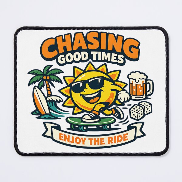 Item preview, Chasing Good Times Sun Skateboard Cartoon Vector Retro Summer Vibes designed and sold by Thread-Riot.