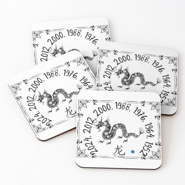 Item preview, Year of the Dragon  - Chinese Zodiac Floral Art (Black on Transparent) designed and sold by Dryden Stewart Enterprises.