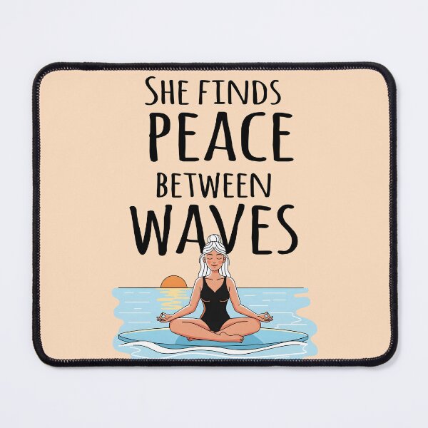 Item preview, She Finds Peace Between Waves – Zen Surf Girl Illustration designed and sold by Sea Gem.